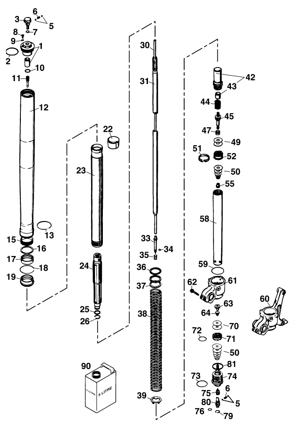 FOURCHE TELESCOPIQUE POUR 125 EXC 2000 (EU)