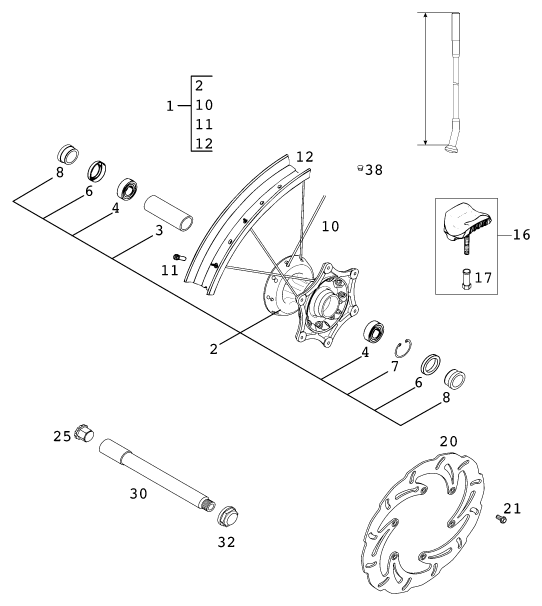 ROUE AVANT POUR 125 EXC SIX DAYS 2001 EU