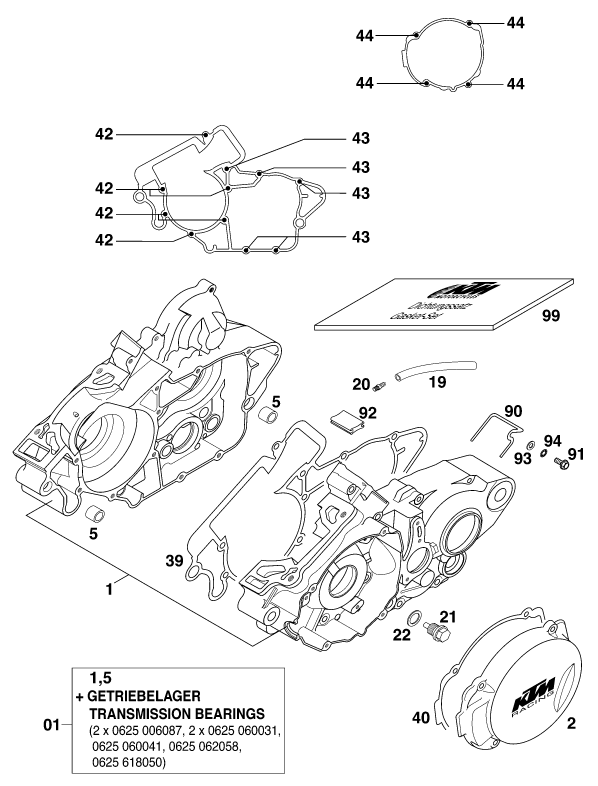 CARTER MOTEUR POUR 125 EXC 2000 (EU)