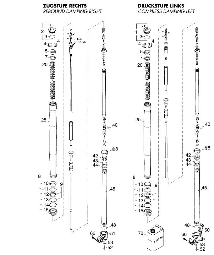 FOURCHE TELESCOPIQUE POUR 125 EXE 100 2000 (EU)