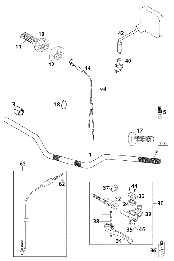 GUIDON ARMATURES POUR 125 EXE 100 2000 EU