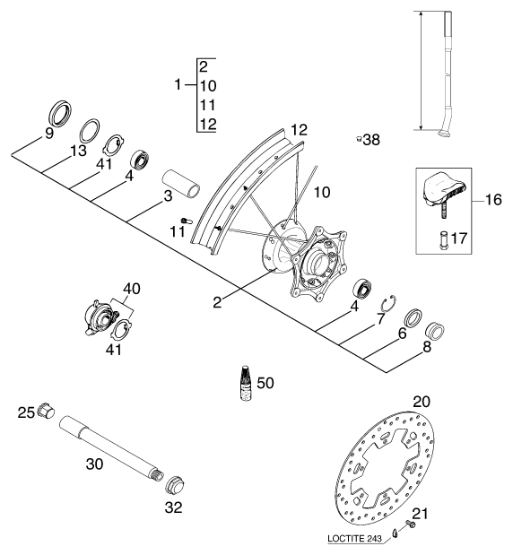 ROUE AVANT POUR 125 EXE 100 2000 (EU)