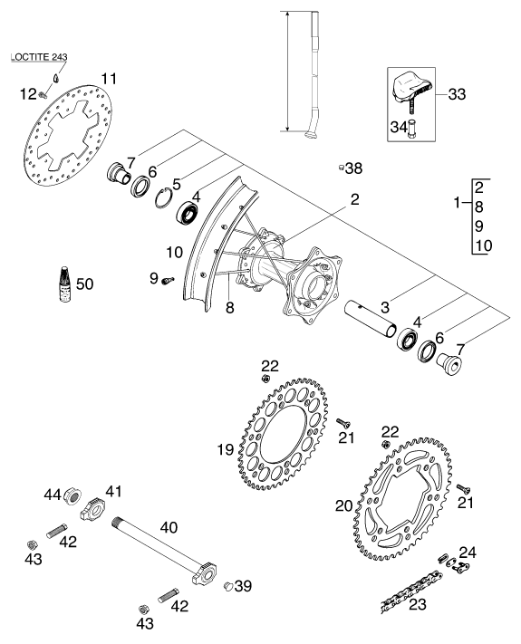 ROUE ARRIERE POUR 125 EXE 100 2000 EU