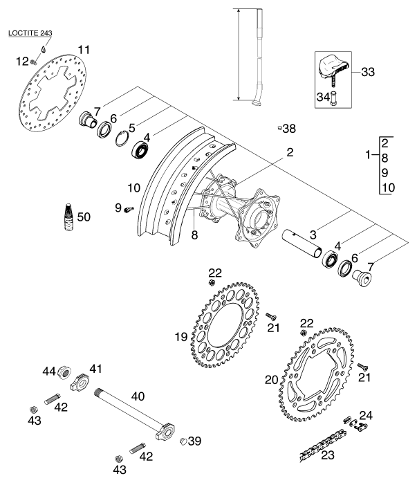 ROUE ARRIERE POUR 125 SUPERMOTO 100 2000 EU