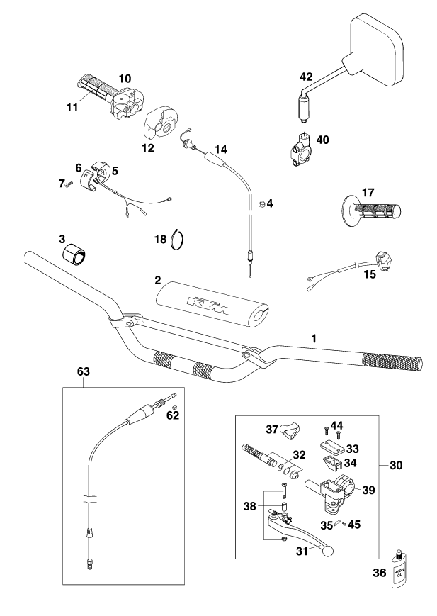 GUIDON ARMATURES POUR 250 SX 2000 EU