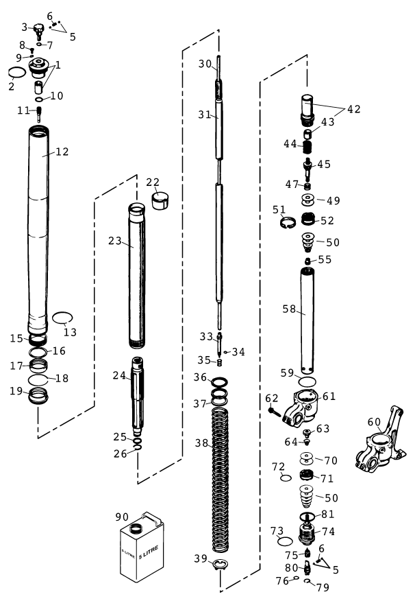 FOURCHE TELESCOPIQUE POUR 620 SC SUPER MOTO 2000 EU