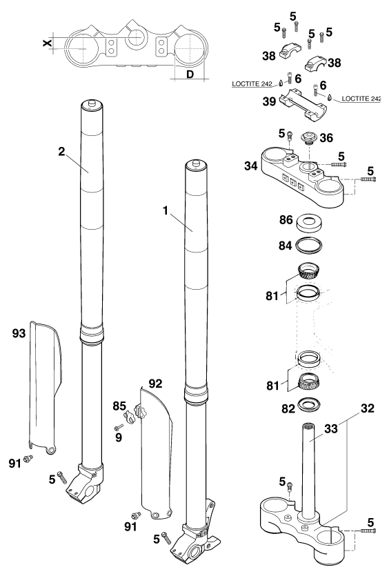 FOURCHE TELESCOPIQUE TE DE FOURCHE POUR 620 SC 2000 EU