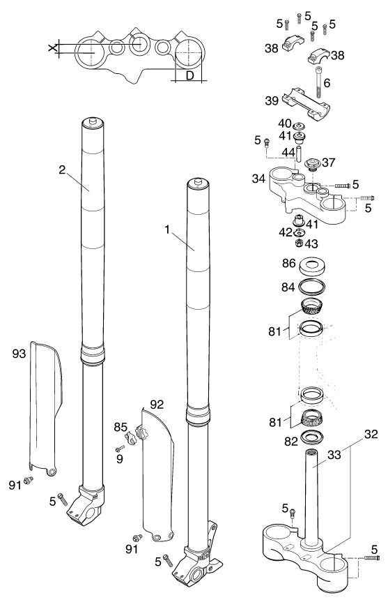 FOURCHE TELESCOPIQUE TE DE FOURCHE POUR 400 LC4 E 2000 EU