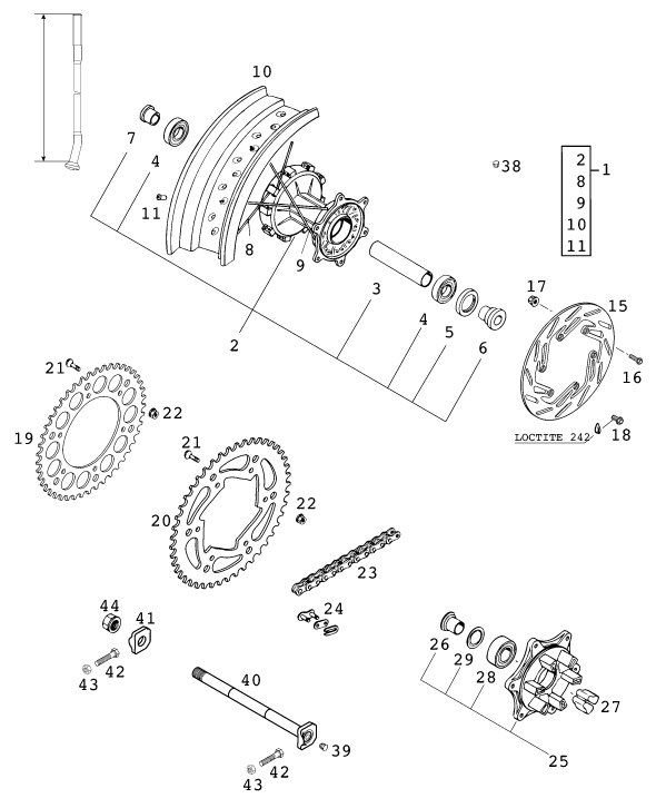 ROUE ARRIERE POUR 640 LC4 E SMOTO PRESTIGE 2000 EU