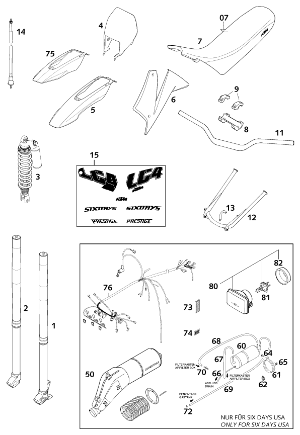 PIECES NEUVES POUR 640 LC4-E SIX DAYS 2000 (EU)