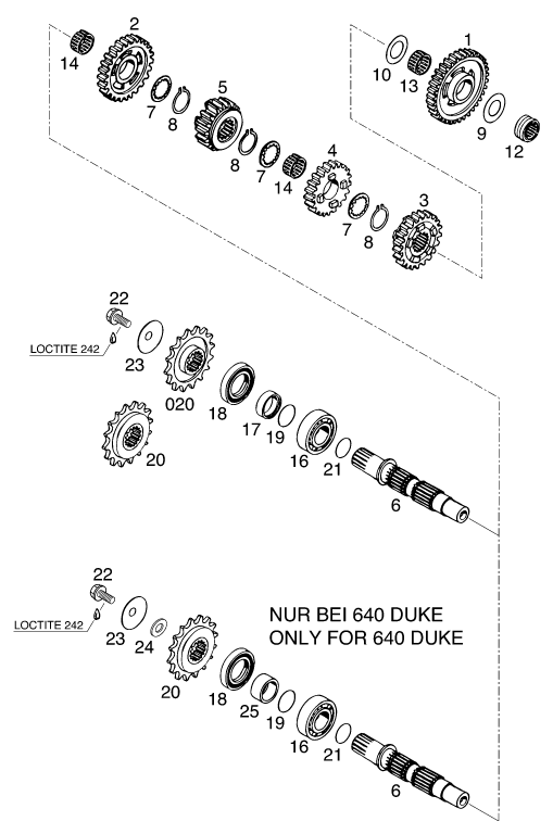 BOITE DE VITESSE II ARBRE DE SORTIE POUR 640 LC4 E SUPER MOTO 2000 EU