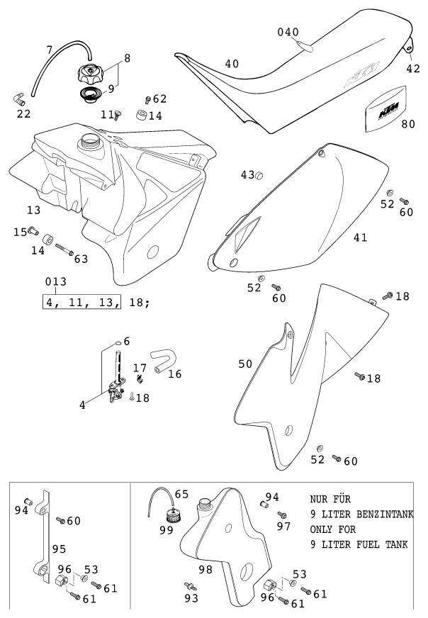 RESERVOIR SELLE POUR 400 EXC RACING 2000 (EU)