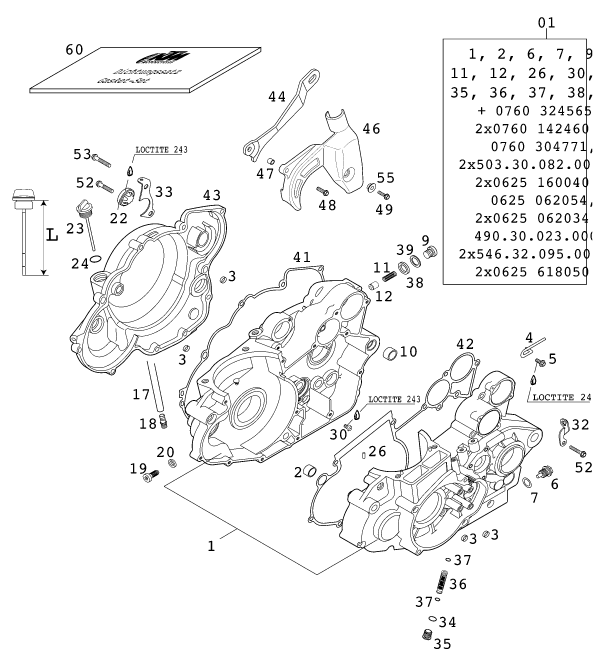 CARTER MOTEUR POUR 400 EXC RACING 2000 (EU)