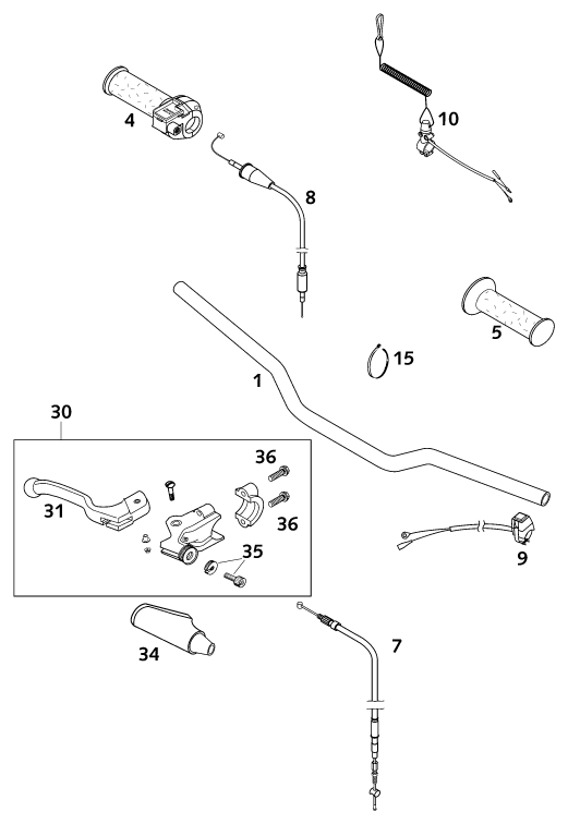 GUIDON ARMATURES POUR 50 SX PRO SENIOR LC 2001 EU