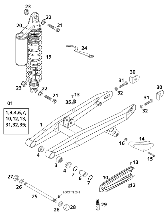 BRAS OSCILLANT POUR 65 SX 2001 (EU)