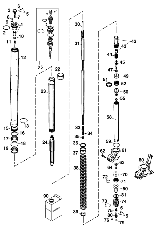 FOURCHE TELESCOPIQUE POUR 125 EXC 2001 (EU)