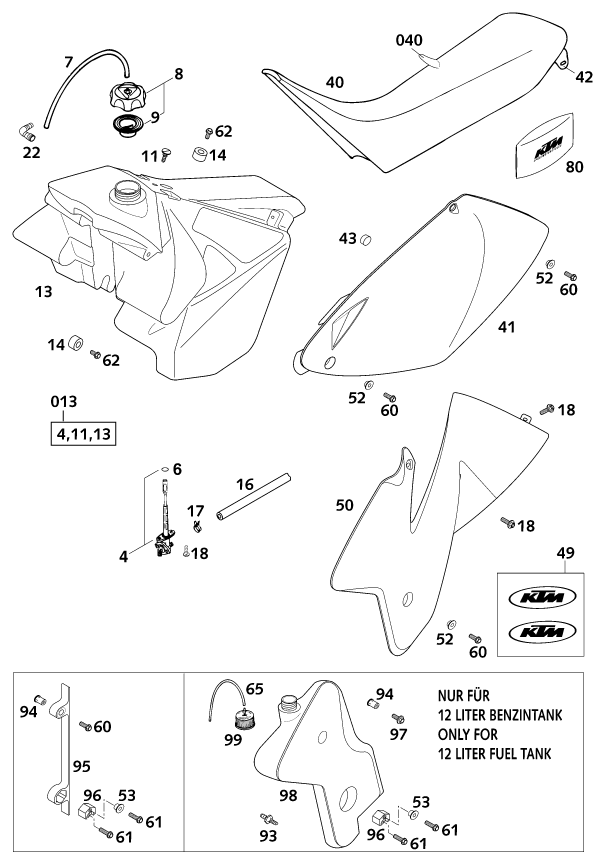 RESERVOIR SELLE POUR 125 EXC 2001 (EU)