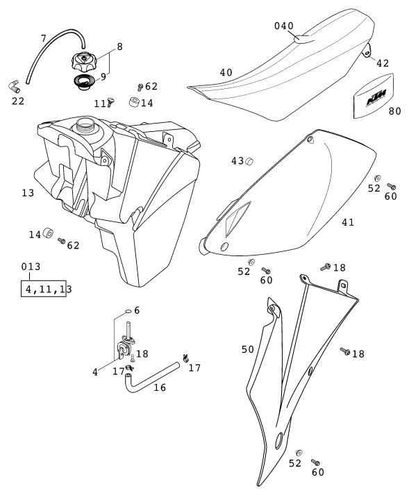 RESERVOIR SELLE POUR 125 SX 2001 EU