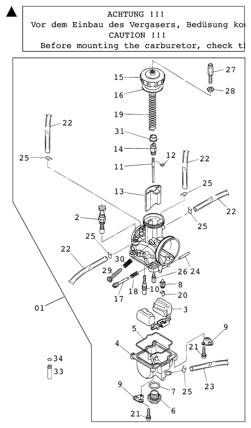 CARBURATEUR POUR 125 EXC 2001 EU