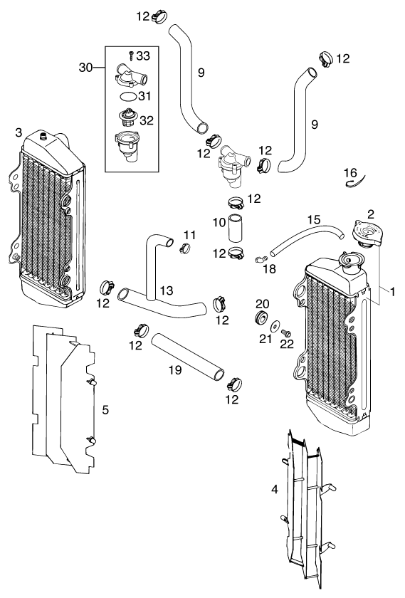 SYSTEME DE REFROIDISSEMENT POUR 125 EXC 2001 (EU)