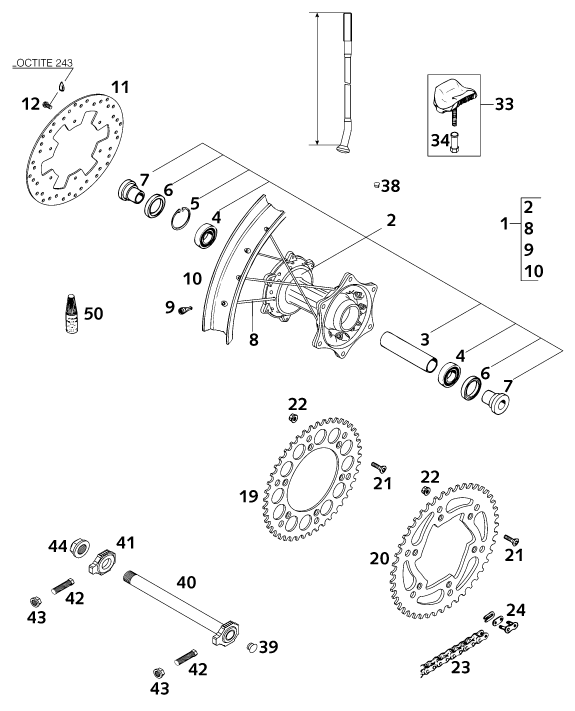 ROUE ARRIERE POUR 125 EXE 100 2001 EU