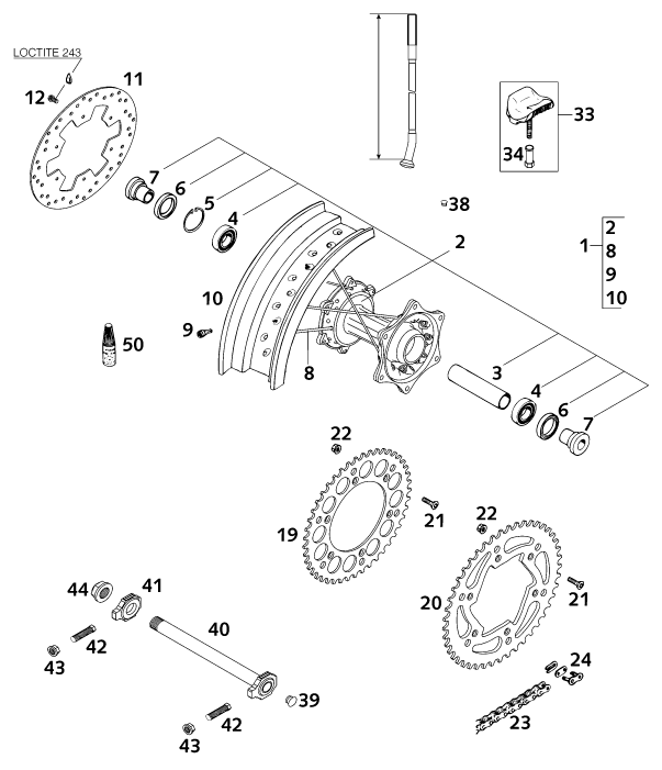 ROUE ARRIERE POUR 125 SUPERMOTO 100 2001 EU