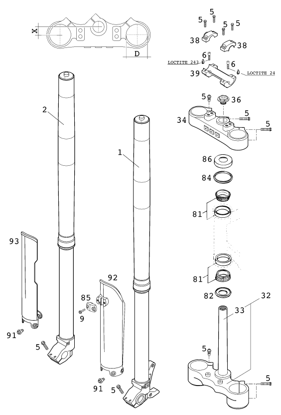 FOURCHE TELESCOPIQUE TE DE FOURCHE POUR 250 SX 2001 (EU)