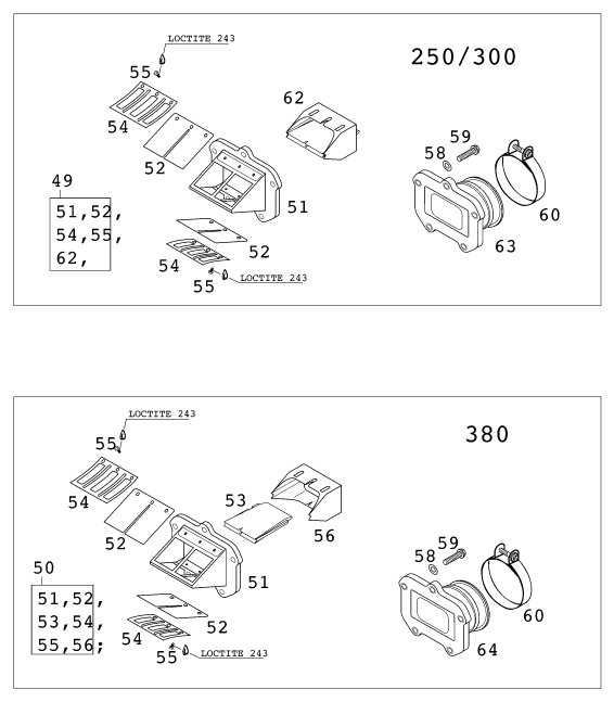 BOITE A CLAPETS POUR 250 SXS 2001 EU