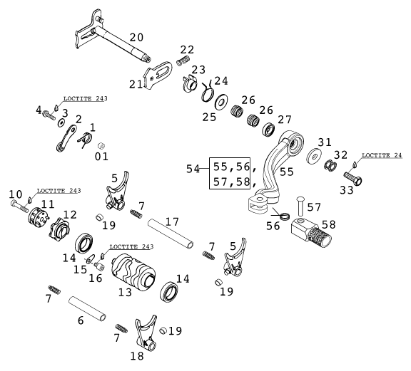 MECANISME DE SELECTION POUR 250 SXS 2001 EU