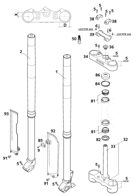 FOURCHE TELESCOPIQUE TE DE FOURCHE POUR 620 SC 2001 EU
