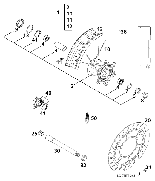 ROUE AVANT POUR 620 SC SUPER-MOTO 2001 (EU)