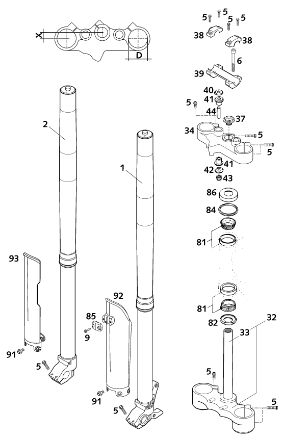 FOURCHE TELESCOPIQUE TE DE FOURCHE POUR 400 LC4-E 2001 (EU)