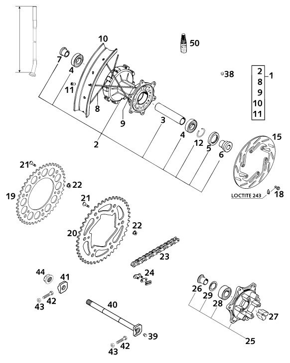 ROUE ARRIERE POUR 400 LC4-E 2001 (EU)