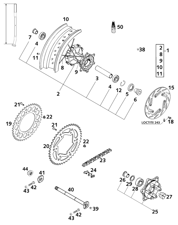 ROUE ARRIERE POUR 620 SC SUPER-MOTO 2001 (EU)