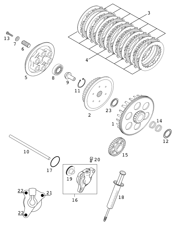 EMBRAYAGE POUR 250 EXC RACING 2001 (EU)