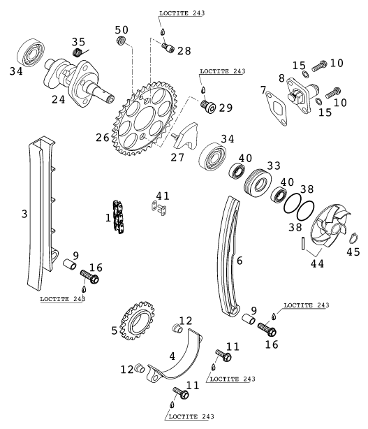 COMMANDE DE DISTRIBUTION POUR 520 EXC RACING 2001 (EU)