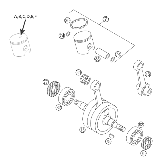 VILEBREQUIN PISTON POUR 50 SX PRO JUNIOR LC 2003 (EU)