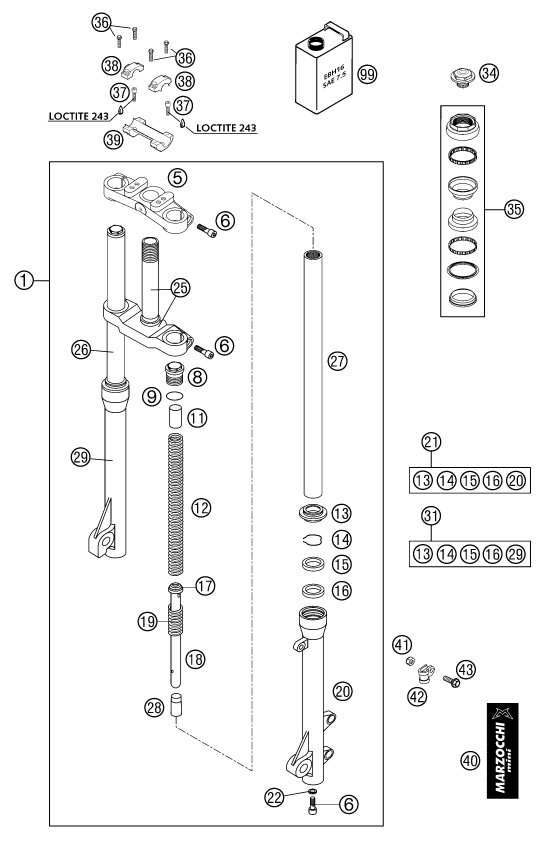 FOURCHE TELESCOPIQUE TE DE FOURCHE POUR 50 SX PRO JUNIOR LC 2002 EU