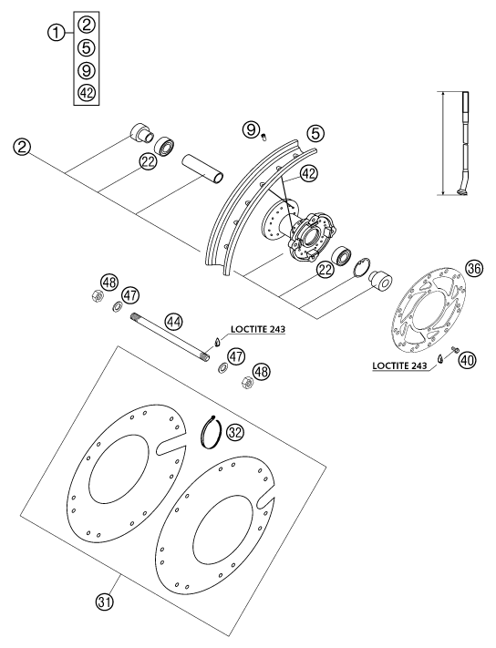 ROUE AVANT POUR 50 SX PRO JUNIOR LC 2002 EU