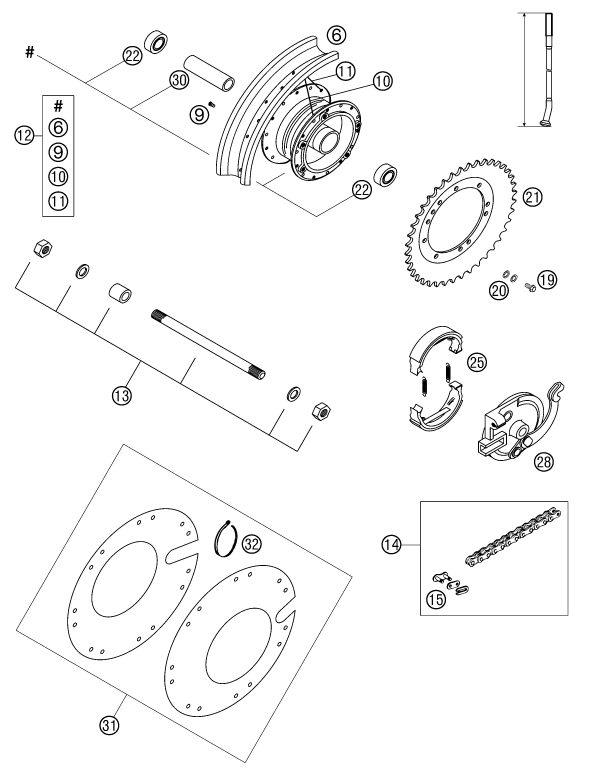 ROUE ARRIERE POUR 50 SX PRO JUNIOR LC 2002 (EU)