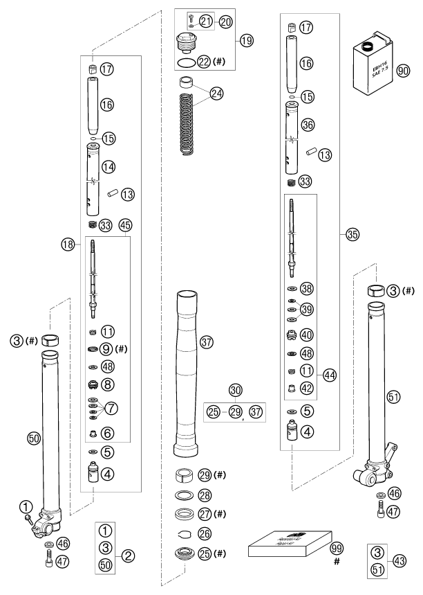 FOURCHE TELESCOPIQUE TE DE FOURCHE POUR 65 SX 2002 (EU)