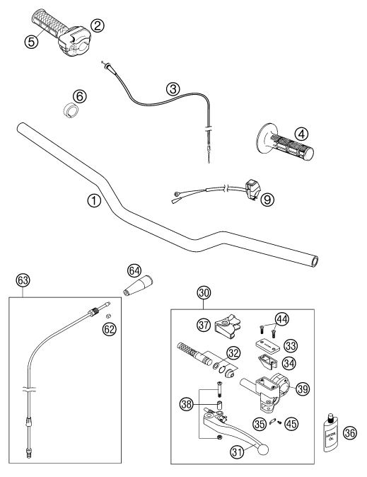 GUIDON ARMATURES POUR 65 SX 2002 (EU)