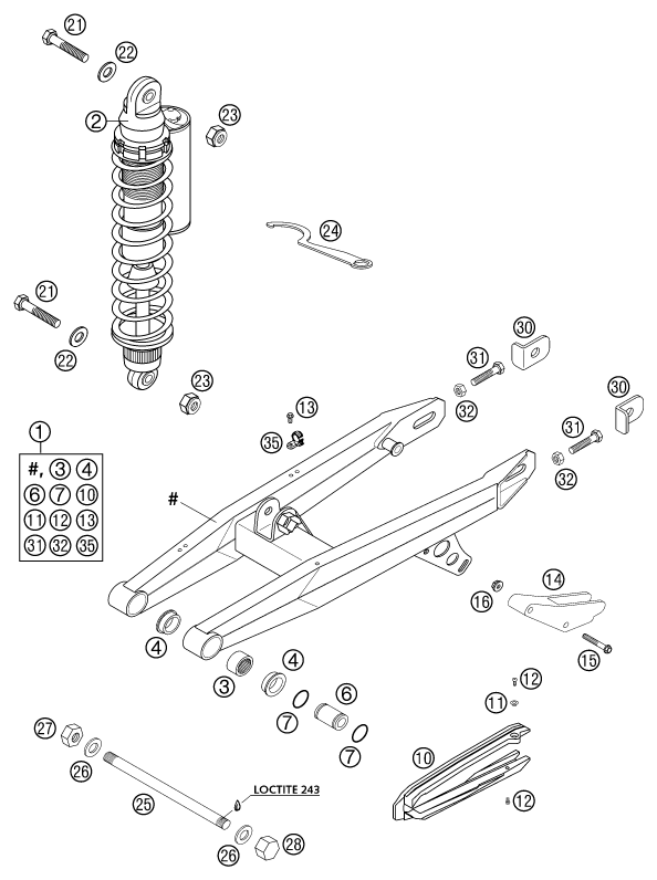 BRAS OSCILLANT POUR 65 SX 2002 EU