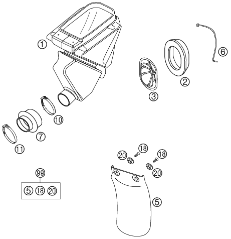 FILTRE A AIR POUR 65 SX 2003 (EU)