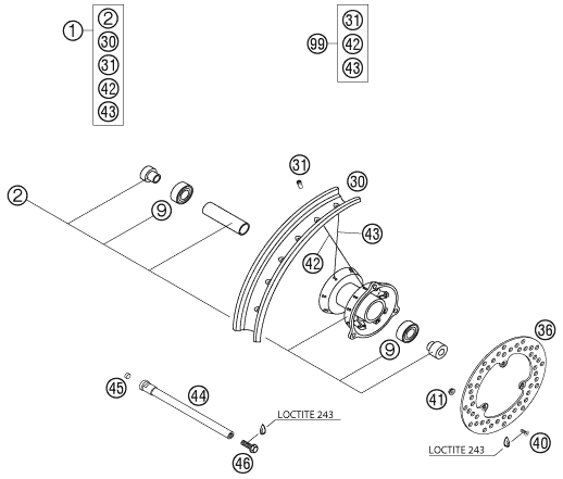 ROUE AVANT POUR 65 SX 2002 (EU)