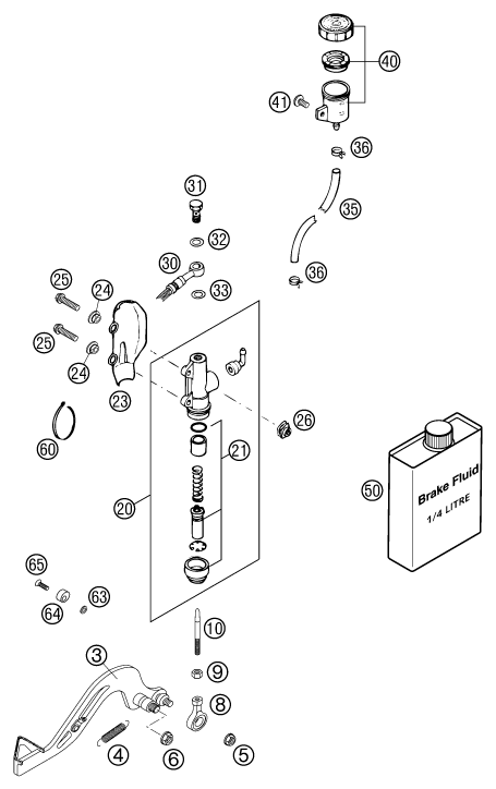 SYSTEME DE FREIN ARRIERE POUR 65 SX 2002 (EU)