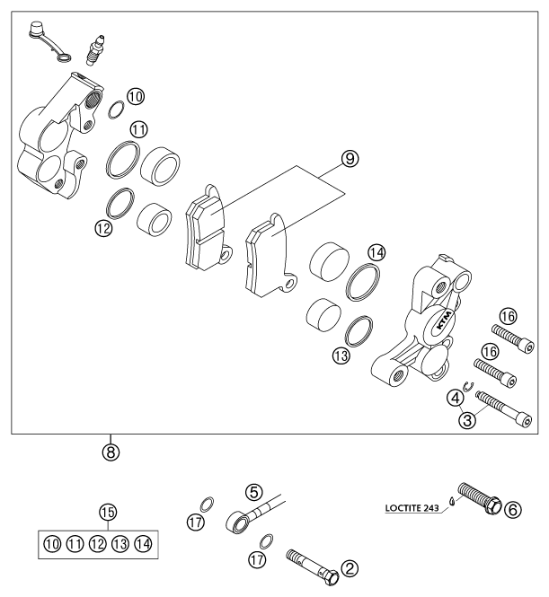 ETRIER DE FREIN AVANT POUR 65 SX 2002 (EU)