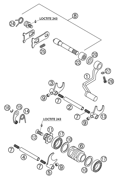 MECANISME DE SELECTION POUR 65 SX 2002 (EU)