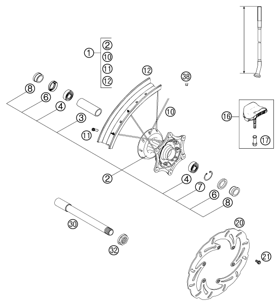 ROUE AVANT POUR 125 EXC SIX DAYS 2002 EU