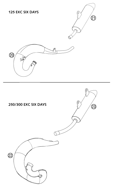 NEW PARTS 125250300 EXC SIX 250 EXC SIX DAYS EU 2002